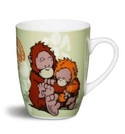 Nici 34656 Porzellantasse Orang-Utan Kind Grün Wild Friends Kaffeetasse Teetasse